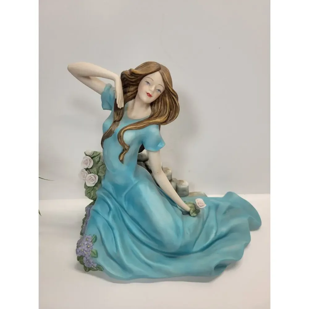 Homco Home Interiors Lisa's Garden Figurine Lady Blue Dress 14718-07
